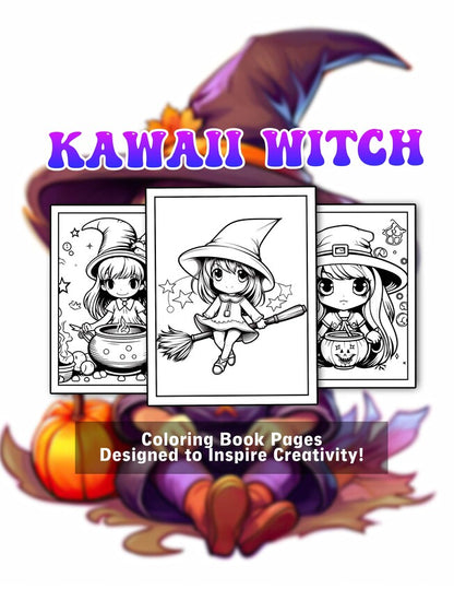 Kawaii Witch 30 Pages Printable Coloring Book