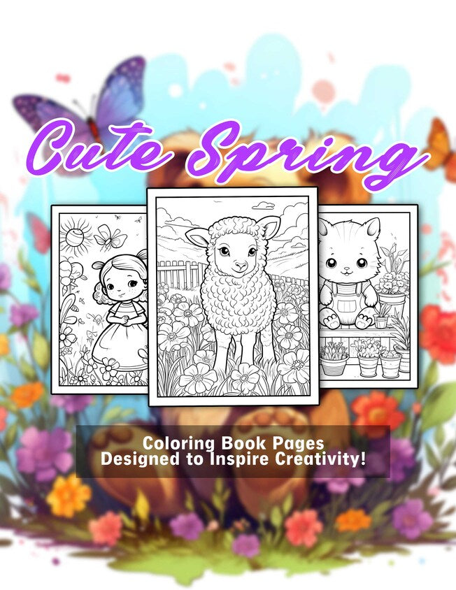 Cute Spring 30 Pages Printable Coloring Book