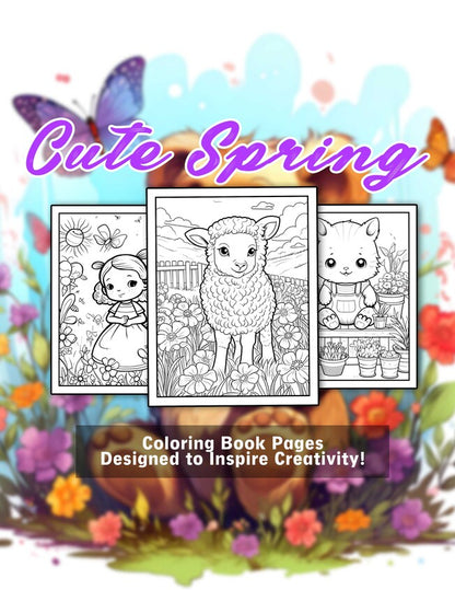 Cute Spring 30 Pages Printable Coloring Book