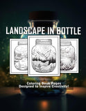 Landscape In Bottle 30 Pages Printable Coloring Book