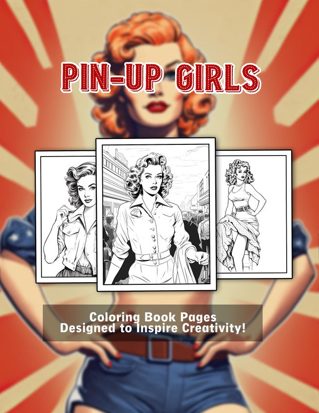 Pin-Up Girls 30 Pages Printable Coloring Book