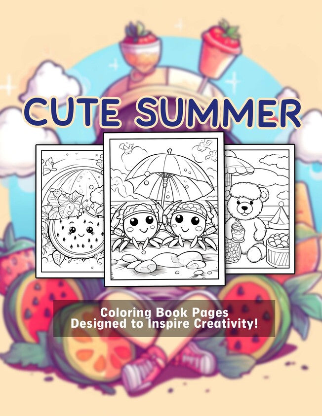 Cute Summer 30 Pages Printable Coloring Book