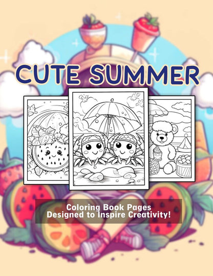 Cute Summer 30 Pages Printable Coloring Book
