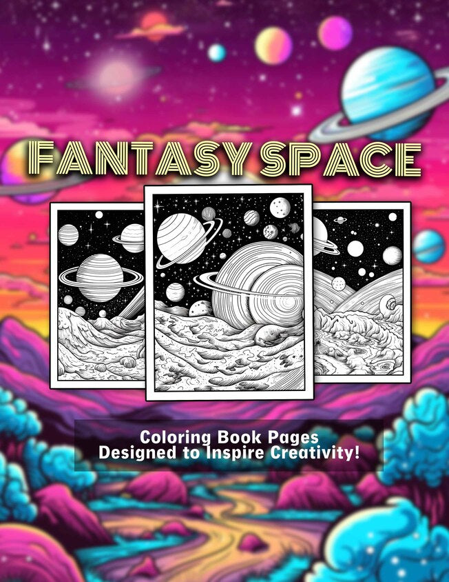 Fantasy Space 30 Pages Printable Coloring Book