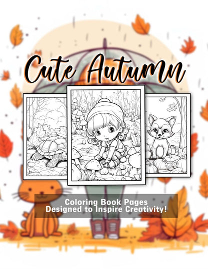 Cute Autumn 30 Pages Printable Coloring Book