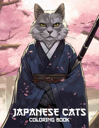 Japanese Cats 30 Pages Printable Coloring Book