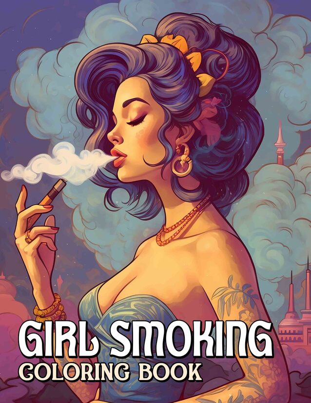 Girl Smoking 30 Pages Printable Coloring Book