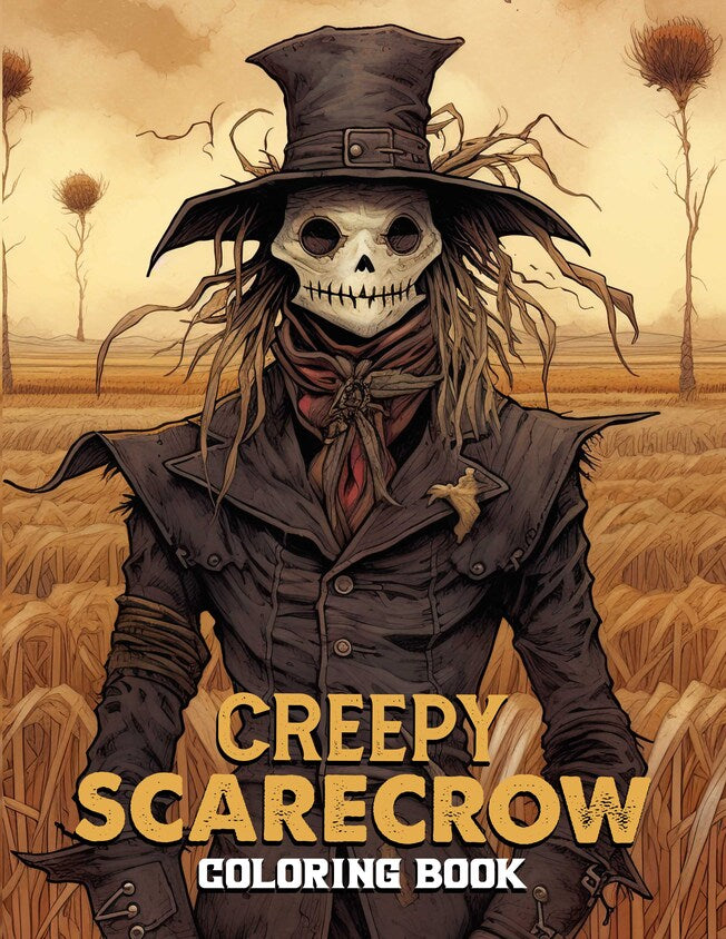 Creepy scarecrow 30 Pages Printable Coloring Book