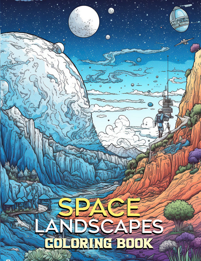 Space Landscapes 25 Pages Printable Coloring Book