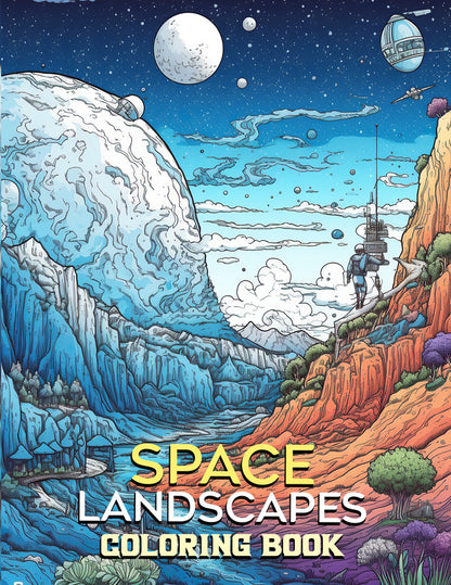 Space Landscapes 25 Pages Printable Coloring Book