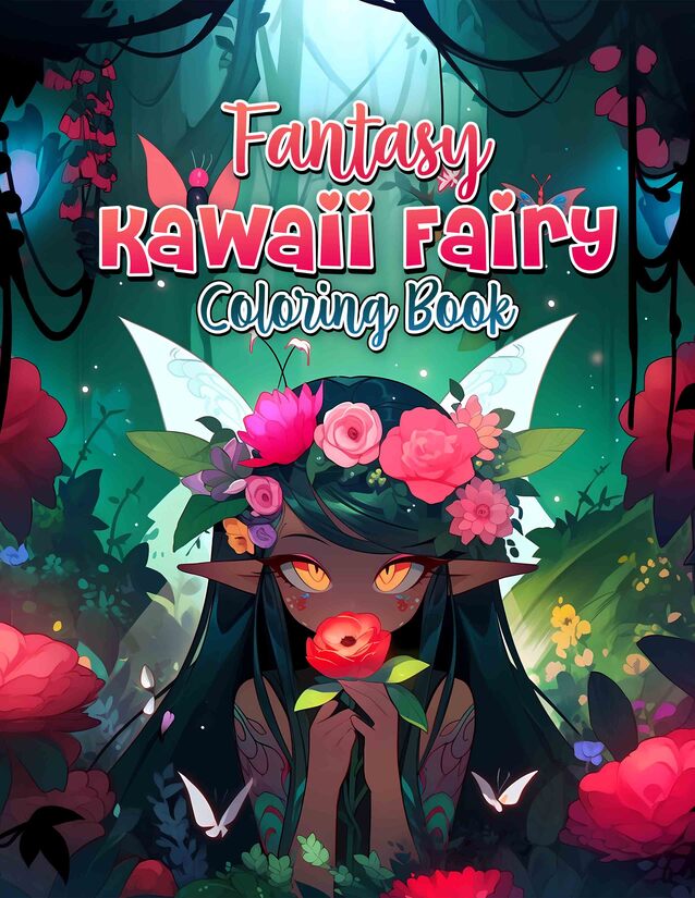 Fantasy Kawaii Fairy 30 Pages Printable Coloring Book