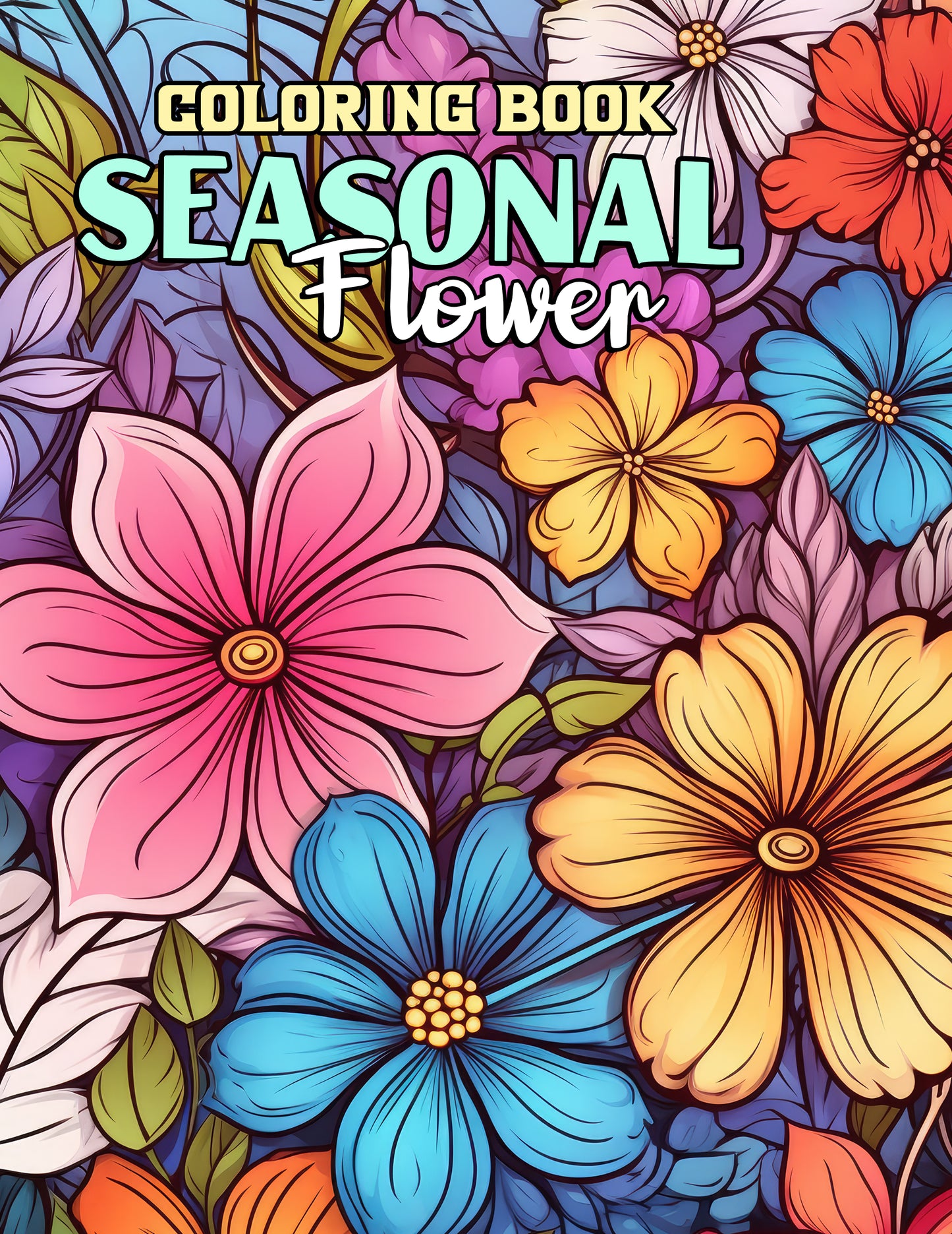 Seasonal Flower 25 Pages Printable Coloring Book