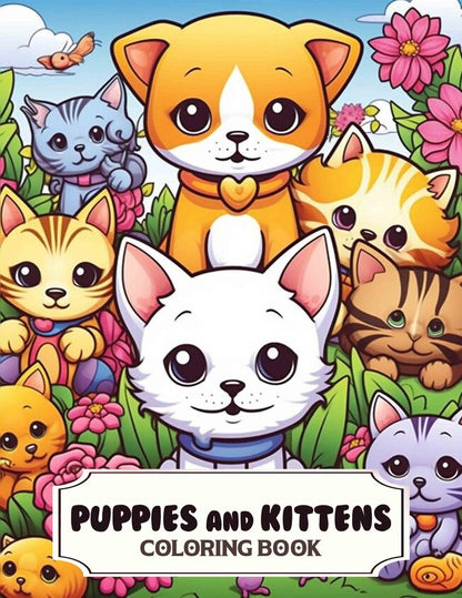Puppies and Kittens 30 Pages Printable Coloring Book