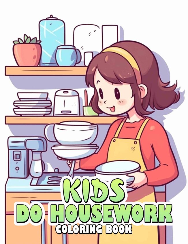 Kids Do Housework 30 Pages Printable Coloring Book