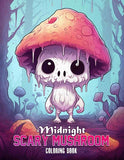 Midnight Scary Mushroom 30 Pages Printable Coloring Book