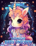 Midnight Baby Unicorn 30 Pages Printable Coloring Book