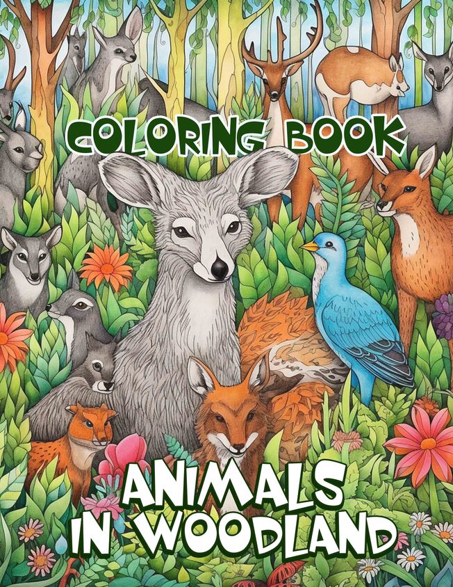 Animals In Woodland 30 Pages Printable Coloring Book