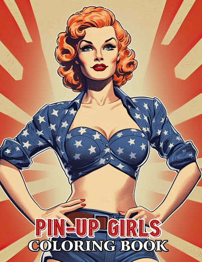 Pin-Up Girls 30 Pages Printable Coloring Book