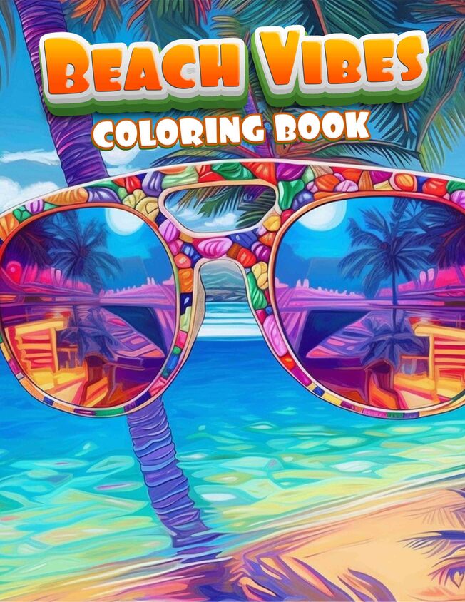 Beach Vibes 30 Pages Printable Coloring Book
