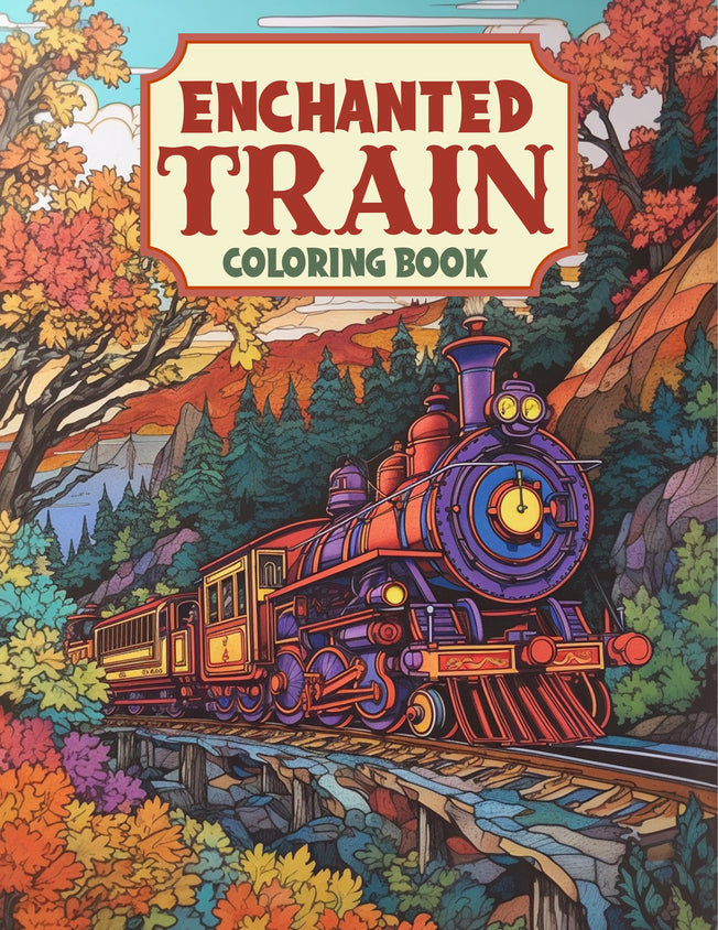 Enchanted Train 25 Pages Printable Coloring Book