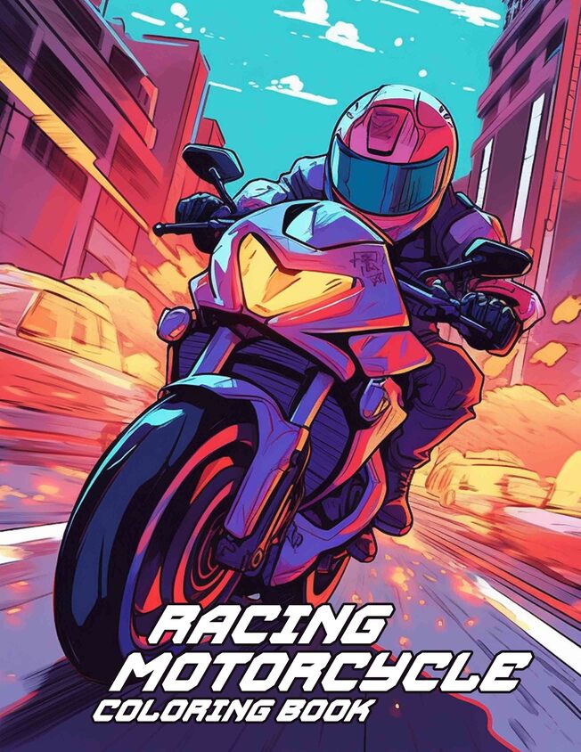 Racing Motorcycle 30 Pages Printable Coloring Book