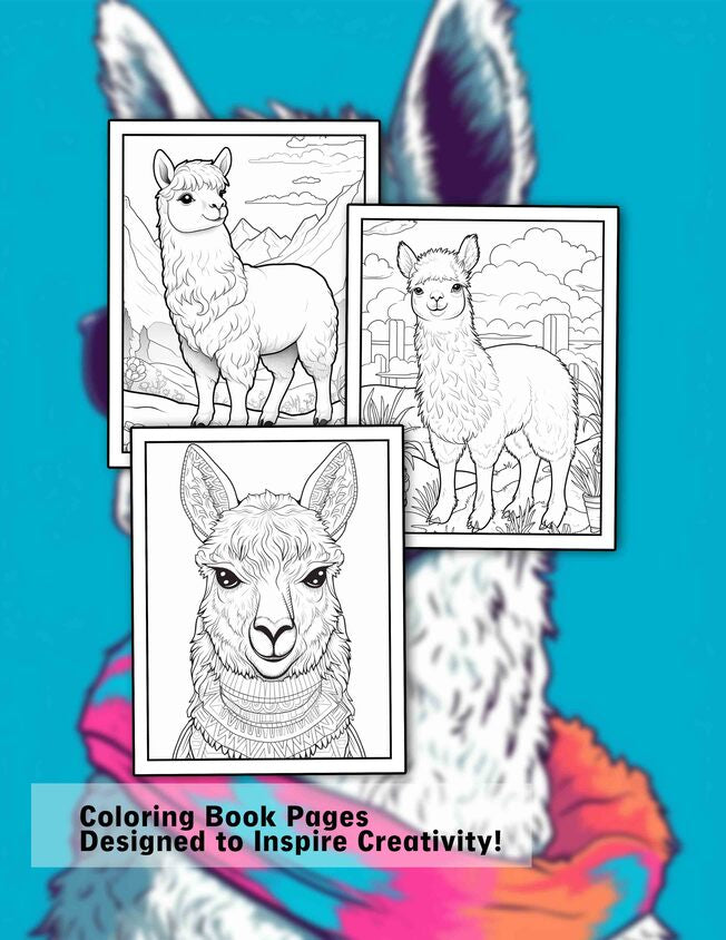 Llama 30 Pages Printable Coloring Book