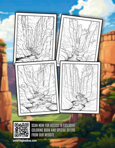 Canyon Landscape 30 Pages Printable Coloring Book