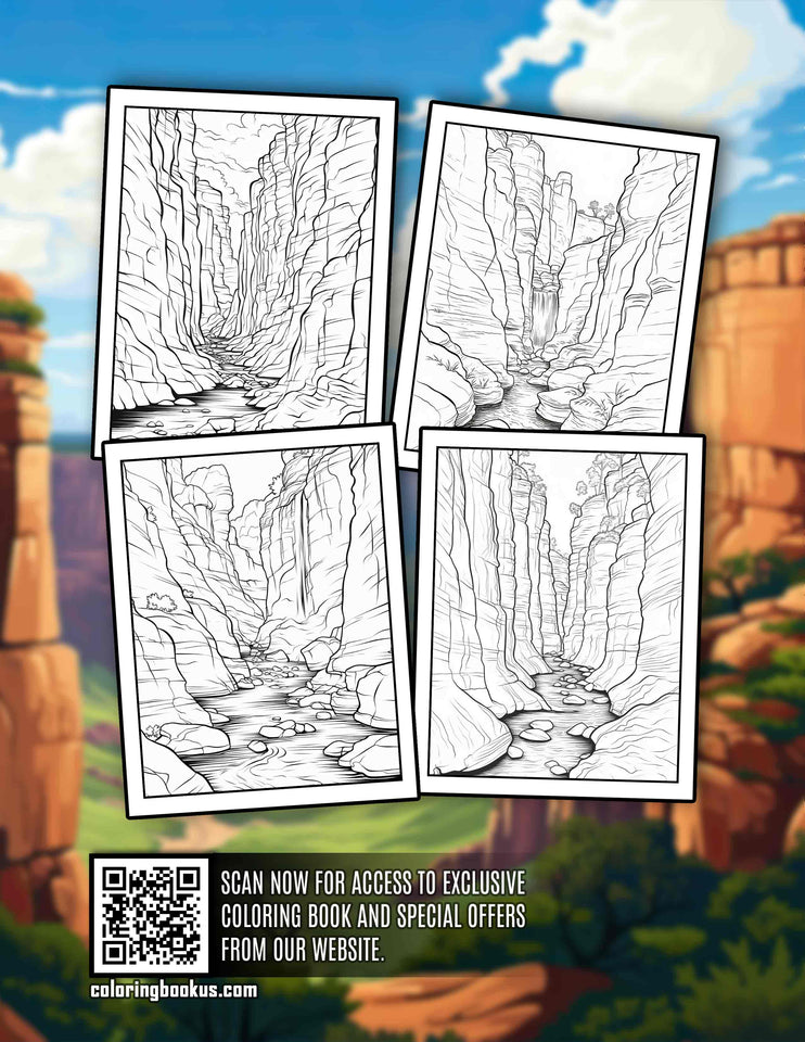 Canyon Landscape 30 Pages Printable Coloring Book