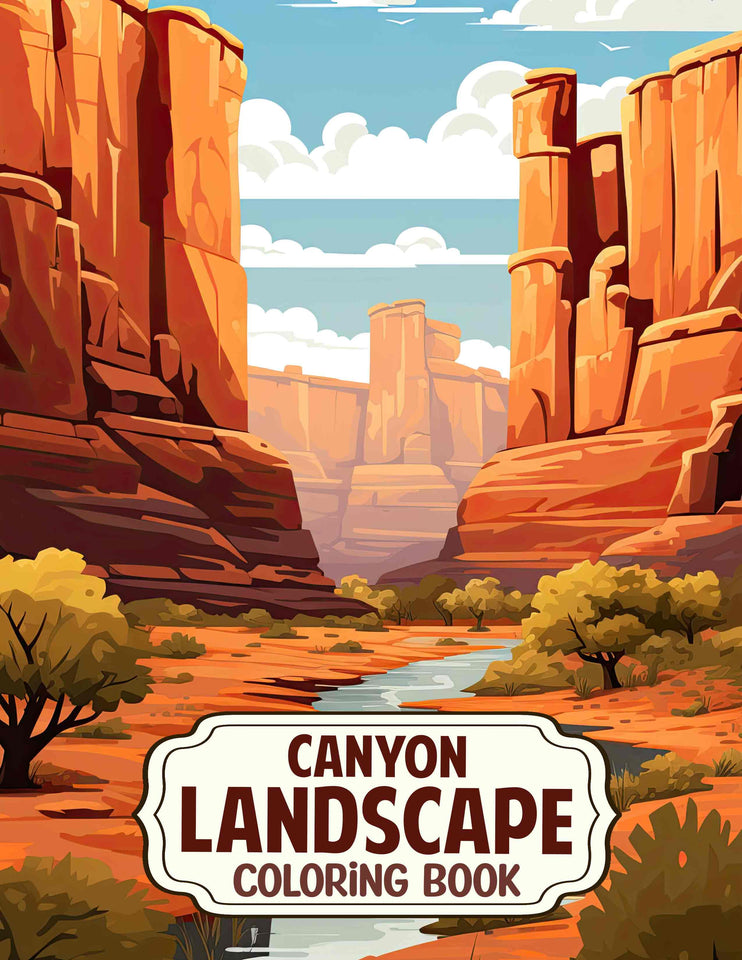 Canyon Landscape 30 Pages Printable Coloring Book