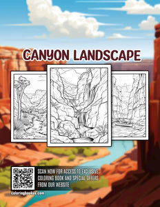 Canyon Landscape 30 Pages Printable Coloring Book