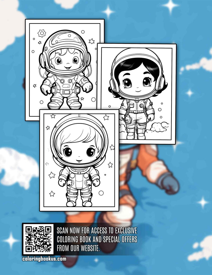 Chibi Cute Astronaut 30 Pages Printable Coloring Book