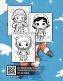 Chibi Cute Astronaut 30 Pages Printable Coloring Book