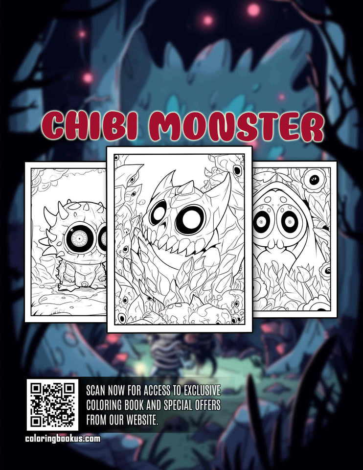 Chibi Monster 30 Pages Printable Coloring Book