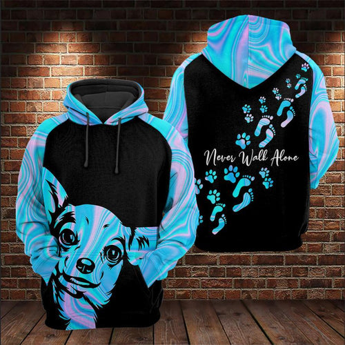 Chihuahua Never Walk Alone All Over Printed For Dog Lovers Unisex Hoodie