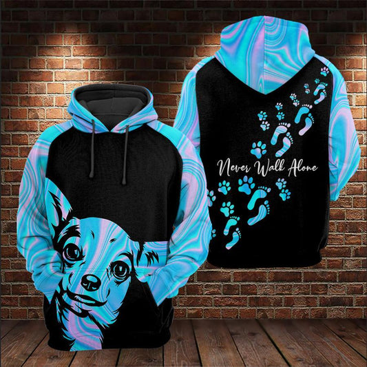 Chihuahua Never Walk Alone All Over Printed For Dog Lovers Unisex Hoodie