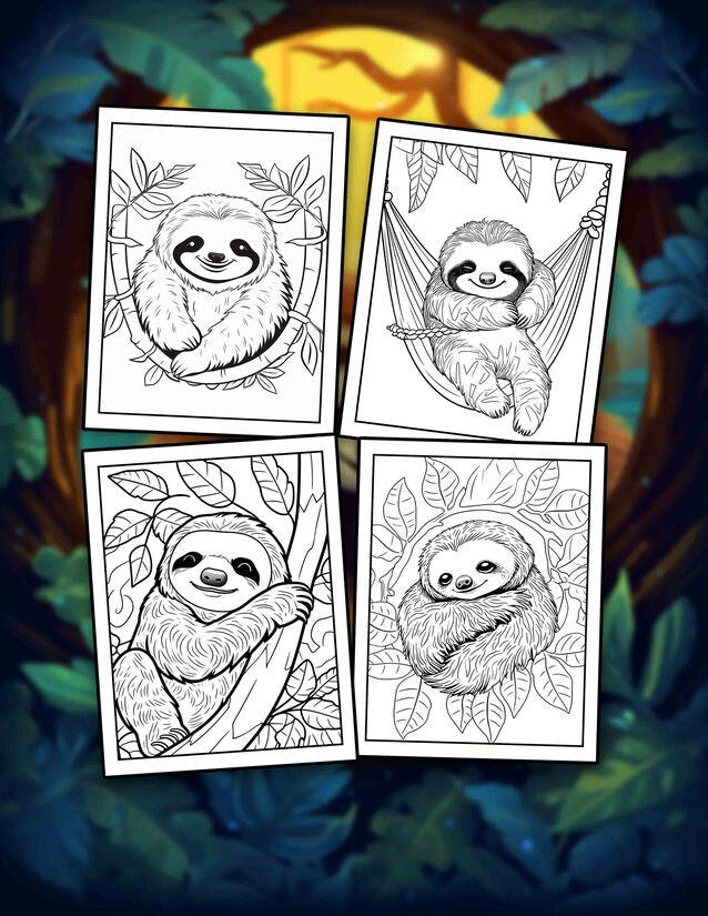 Chillout Sloth 30 Pages Printable Coloring Book