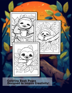 Chillout Sloth 30 Pages Printable Coloring Book