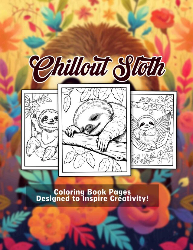 Chillout Sloth 30 Pages Printable Coloring Book