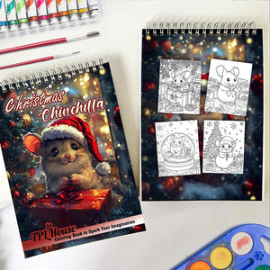 Christmas Chinchilla Coloring Book Spiral Bound for Adult