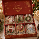Christmas glass cup collection gift box set with holiday designs