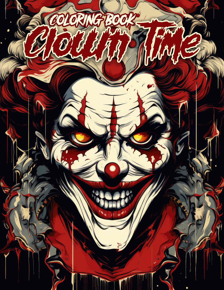 Clown Time 30 Pages Printable Coloring Book