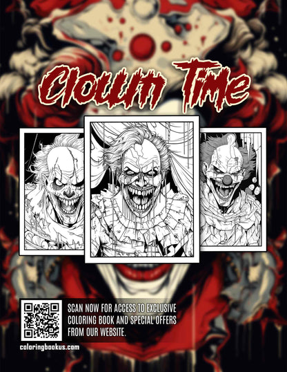 Clown Time 30 Pages Printable Coloring Book