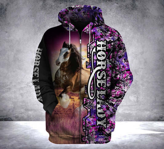 Clydesdale Horse Lady all over hoodie shirt