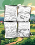 Countryside Landscapes 30 Pages Printable Coloring Book