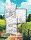 Countryside Landscapes 30 Pages Printable Coloring Book