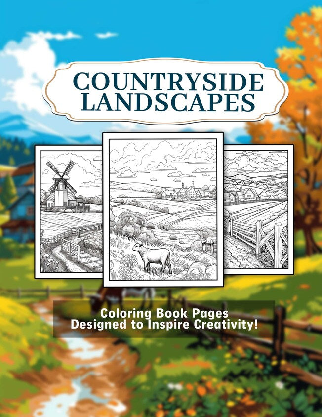 Countryside Landscapes 30 Pages Printable Coloring Book