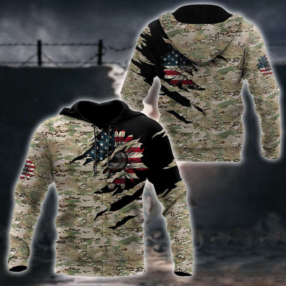 American Sunflower Camo All Over Printed Unisex Hoodie