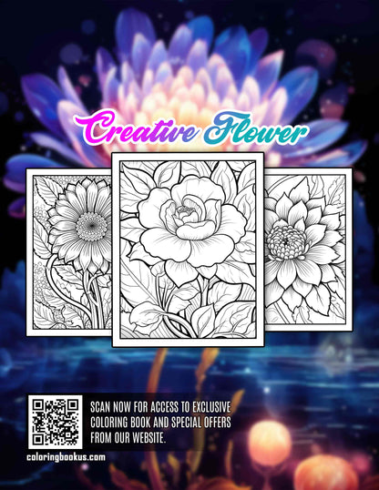 Creative Flower 30 Pages Printable Coloring Book
