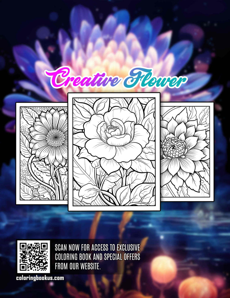 Creative Flower 30 Pages Printable Coloring Book