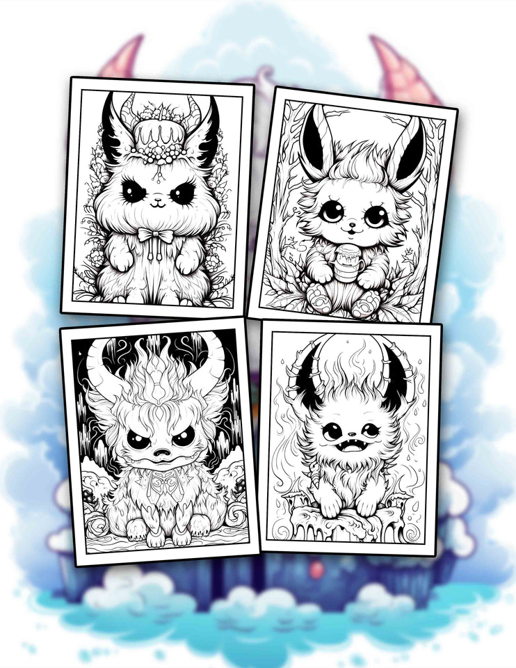 Creepy Kawaii Creature 30 Pages Printable Coloring Book